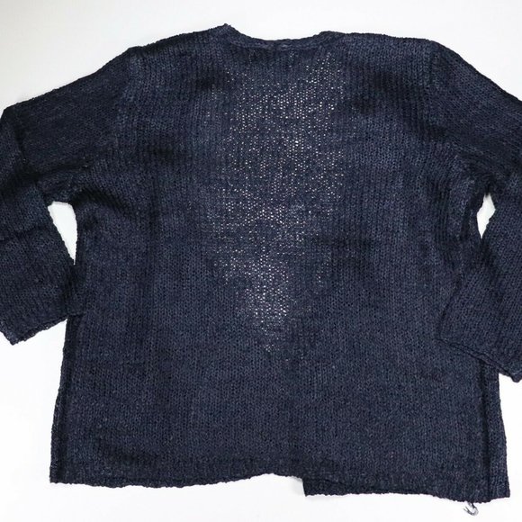 Joan Vass Women’s Navy Blue Sleeveless Open Front - Picture 4 of 6